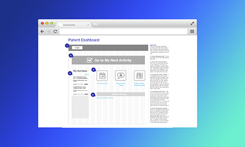 Wireframe for Patient Dashboard